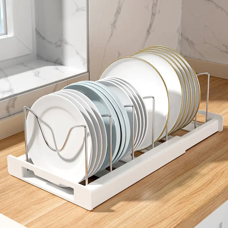 Pot Lids Organizer Rack for Cabinet and Countertop, 7+ Pan Lids and Bakeware Organizer Rack Holder with 7 Adjustable Compartments,Kitchen Storage, Pot Lid Storage - White,Grey，Black Friday，Christmas Gift