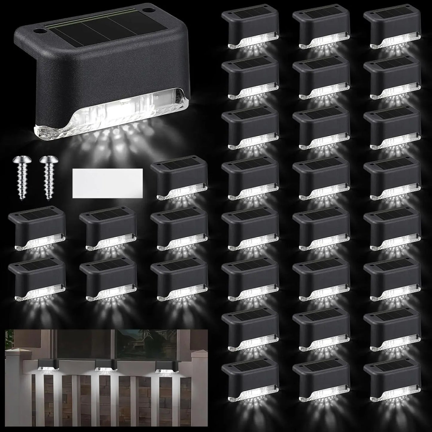 8PCS Solar Deck Lights Solar Pool Lights Waterproof Led Outdoor Decorations Solar Step Lights for Outdoor Stairs,Fence,Patio,Yard,Step Garden and Pathway Fathersdaygift