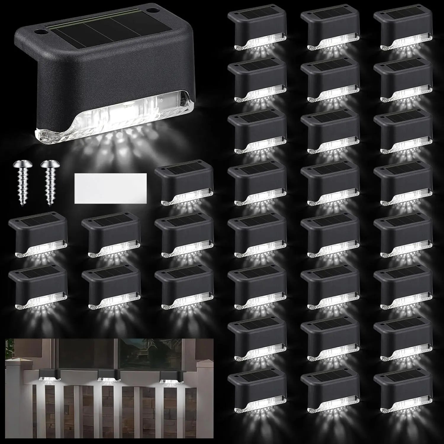 8PCS Solar Deck Lights Solar Pool Lights Waterproof Led Outdoor Decorations Solar Step Lights for Outdoor Stairs,Fence,Patio,Yard,Step Garden and Pathway Fathersdaygift