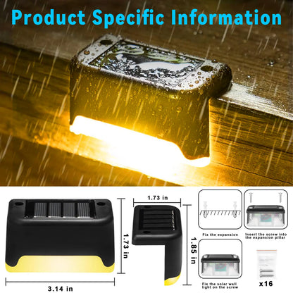 8PCS Solar Deck Lights Solar Pool Lights Waterproof Led Outdoor Decorations Solar Step Lights for Outdoor Stairs,Fence,Patio,Yard,Step Garden and Pathway Fathersdaygift