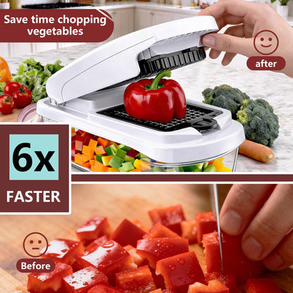 Snofrid Vegetable Chopper,15-In-1 Multifunctional Food Chopper,Professional Onion Chopper with 8 Blades,Vegetable Cutter with Container for Salad,Potato,Carrot,And Garlic; Essential Kitchen Tool