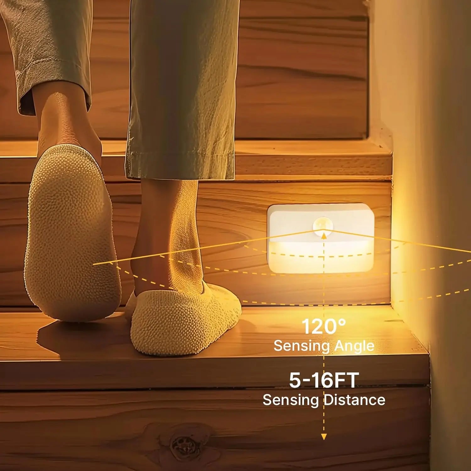 GJANSH 8 Pack Motion Sensor Stair Light for Indoor, Battery Operated Closet Lights, Wireless Stick on Anywhere Hallway Lamp, Portable Led Night Lamps for Bedroom under Cabinet Kitchen Fathersdaygift