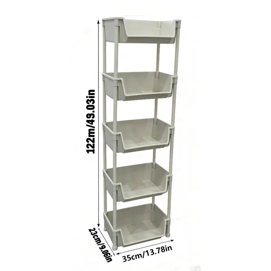 Multifunctional Multi-Layer Plastic Storage Cartwith Wheels, Layered Shelf Organizer for Bedroomkitchen Bathroom Living Room Memorial Day Deals