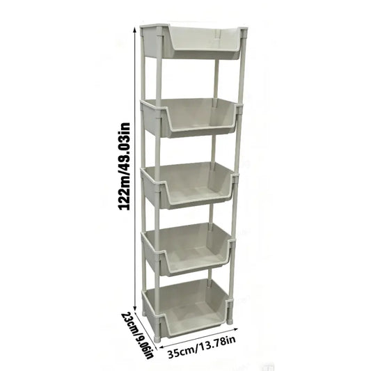 Multifunctional Multi-Layer Plastic Storage Cartwith Wheels, Layered Shelf Organizer for Bedroomkitchen Bathroom Living Room Memorial Day Deals