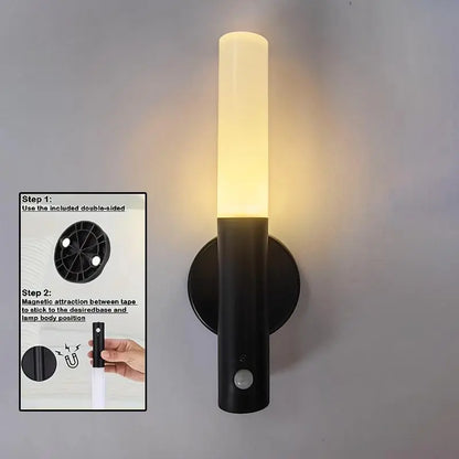 USB Rechargeable LED Night Light, Magnetic Wall Light, Motion-Sensor Night Light, Wireless Stair Light, Indoor Wooden Wall Light, Decorative Night Light, Dimmable Night Light, Ambient Lighting, Home Night Lamp, Motion Activated for Hallway Stairs