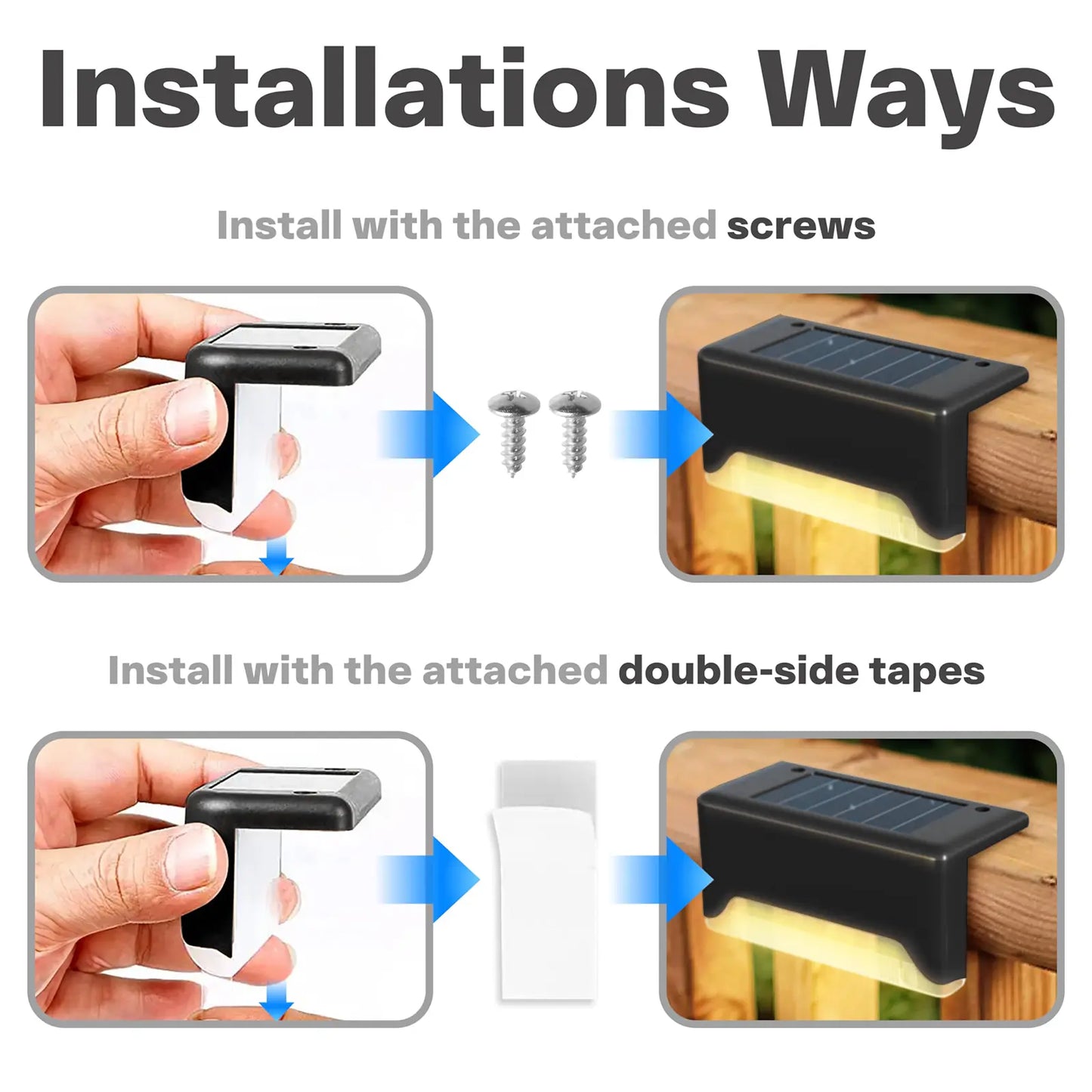 8PCS Solar Deck Lights Solar Pool Lights Waterproof Led Outdoor Decorations Solar Step Lights for Outdoor Stairs,Fence,Patio,Yard,Step Garden and Pathway Fathersdaygift