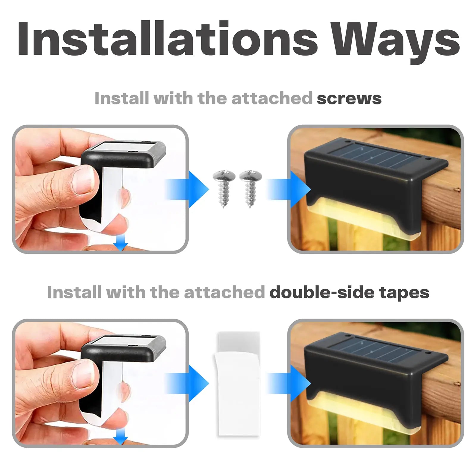 8PCS Solar Deck Lights Solar Pool Lights Waterproof Led Outdoor Decorations Solar Step Lights for Outdoor Stairs,Fence,Patio,Yard,Step Garden and Pathway Fathersdaygift