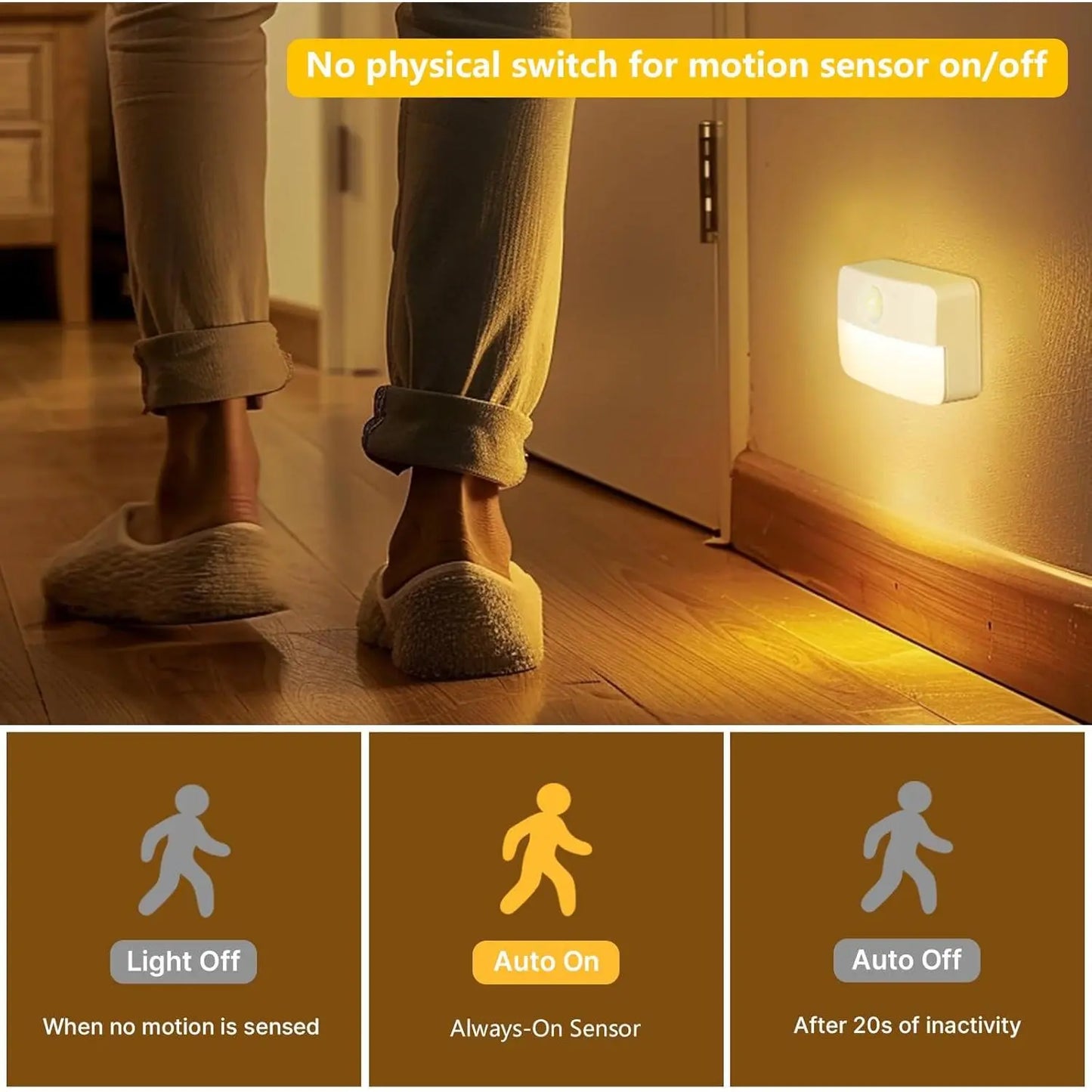 GJANSH 8 Pack Motion Sensor Stair Light for Indoor, Battery Operated Closet Lights, Wireless Stick on Anywhere Hallway Lamp, Portable Led Night Lamps for Bedroom under Cabinet Kitchen Fathersdaygift