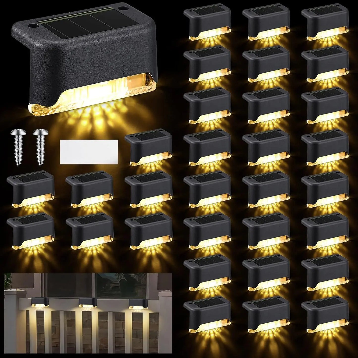 8PCS Solar Deck Lights Solar Pool Lights Waterproof Led Outdoor Decorations Solar Step Lights for Outdoor Stairs,Fence,Patio,Yard,Step Garden and Pathway Fathersdaygift