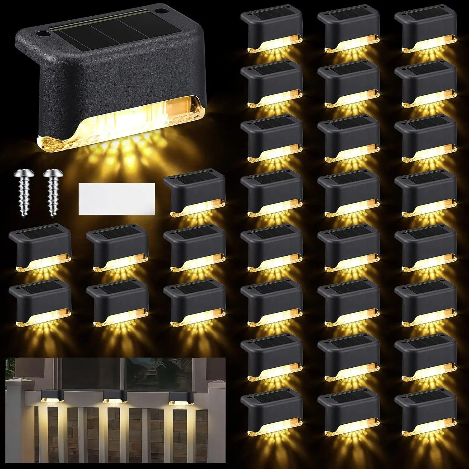 8PCS Solar Deck Lights Solar Pool Lights Waterproof Led Outdoor Decorations Solar Step Lights for Outdoor Stairs,Fence,Patio,Yard,Step Garden and Pathway Fathersdaygift