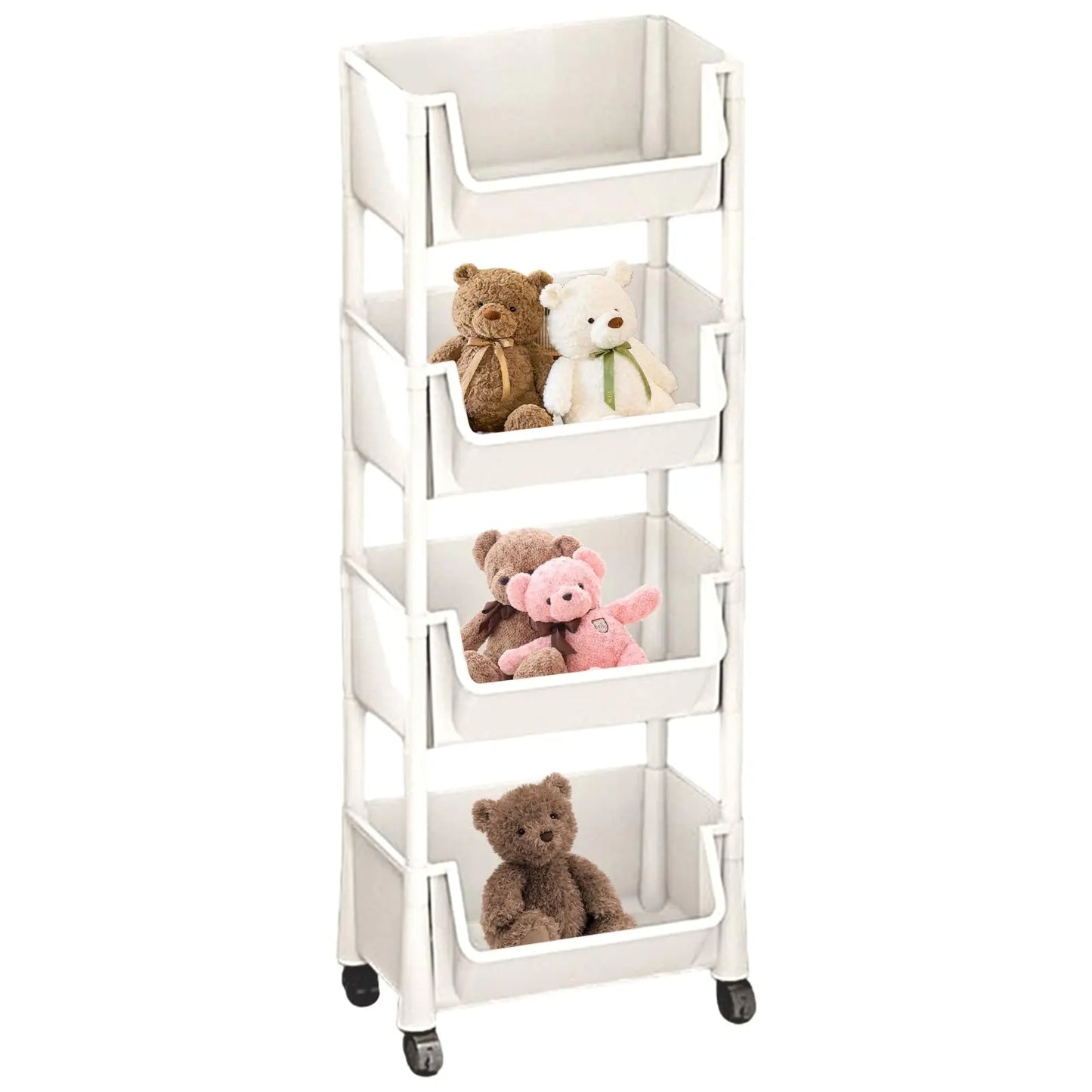 Multifunctional Multi-Layer Plastic Storage Cartwith Wheels, Layered Shelf Organizer for Bedroomkitchen Bathroom Living Room Memorial Day Deals