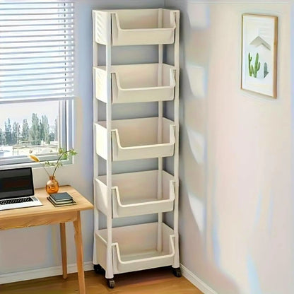 Multifunctional Multi-Layer Plastic Storage Cartwith Wheels, Layered Shelf Organizer for Bedroomkitchen Bathroom Living Room Memorial Day Deals